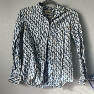 Seahorse print J Crew Butttondown